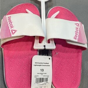 Reebok Pink and White Slides